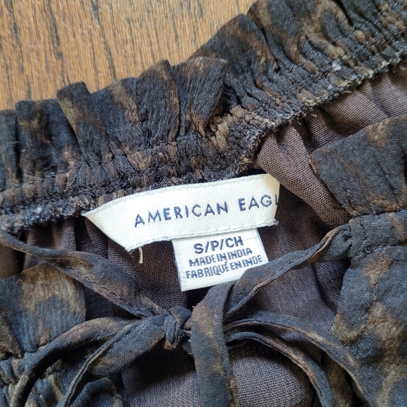 American Eagle Black Cheetah Print Sheer Long Sleeve Blouse Size Women's Small - Picture 8 of 9